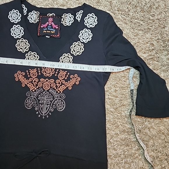 Johnny Was JW Los Angeles Boho Embroidered Tunic Dress Black Size S Womens - Picture 3 of 9